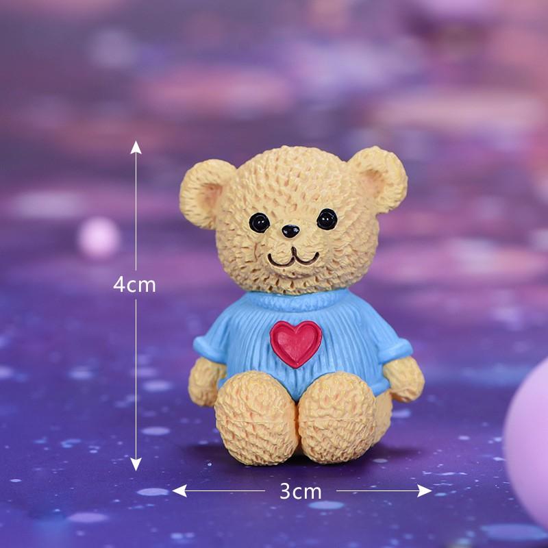4Pcs Cartoon Animal Teddy Bears Miniatures Mini Figures Pvc Craft Moss Terrarium Micro Landscape Fairy Garden Decoration