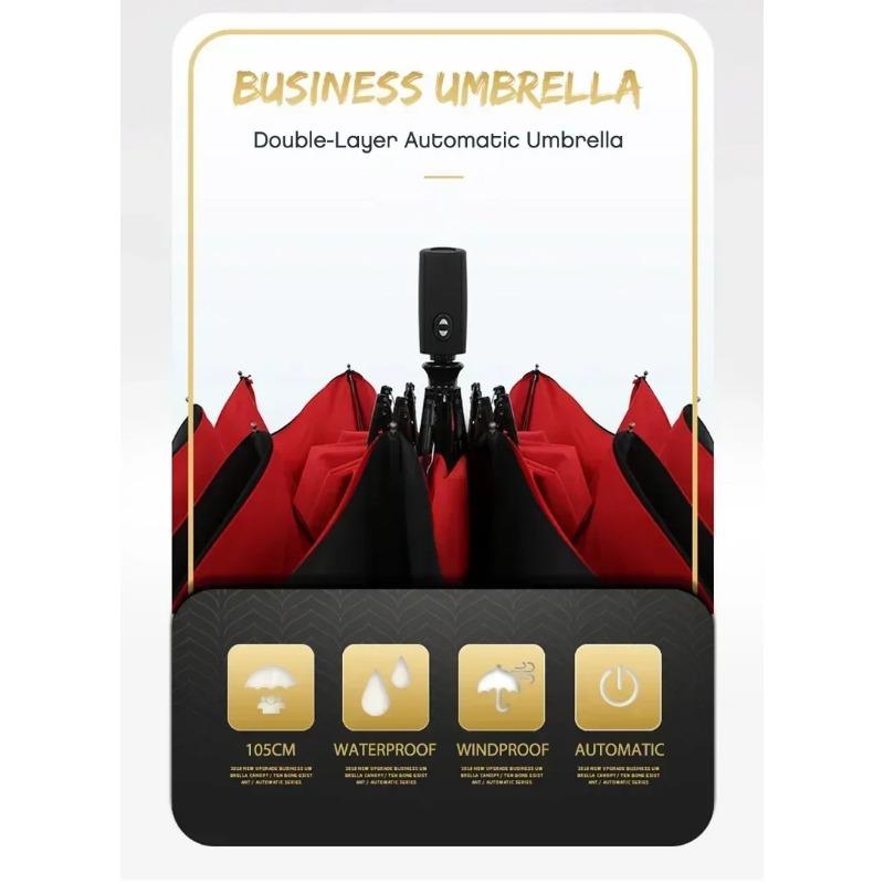 Ветрозащитный двухслойный устойчивый зонт, полностью автоматический зонт от дождя для мужчин и женщин, 10 К, прочный роскошный деловой мужской большой зонтик