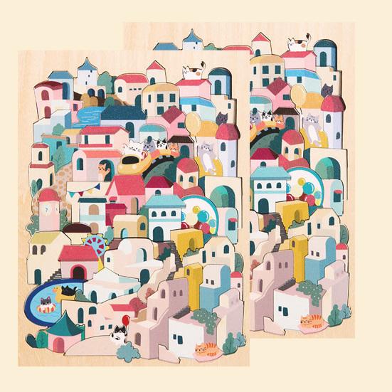 1/3 Набора Деревянная Пазл-Доска с Рамкой 3D Неправильной Формы Котенок Собака Панда Дом Король Обезьян Автомат со Снеками Пазл Украшение Орнамент