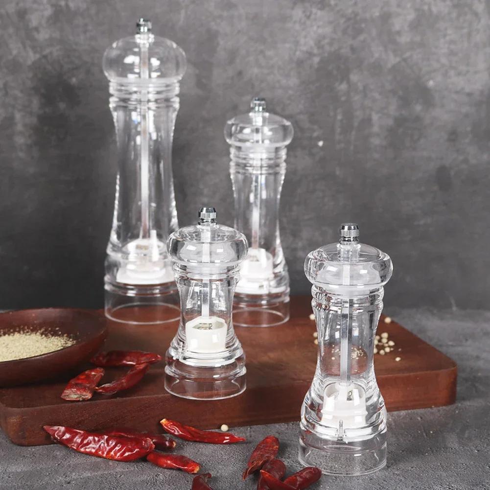 Прозрачная ручная акриловая перечница мельница для перца и солонка с регулируемой степенью помола от керамического ротора кухонные инструменты