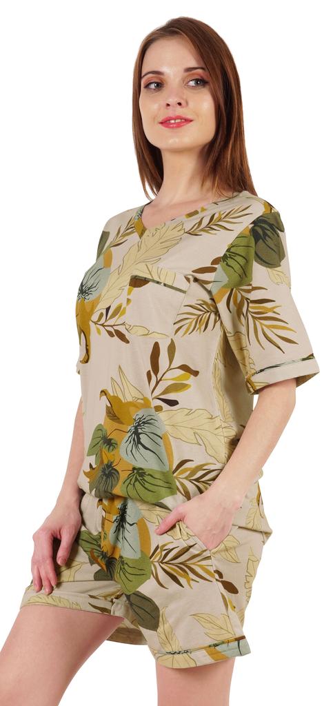 Inkmeso Printed Nightwear Shorts Set For Women Top And Short Sleepwear Sets 2