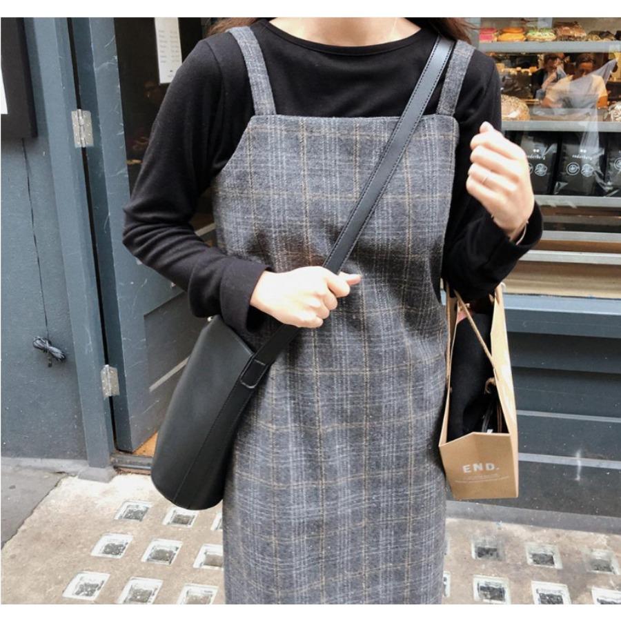 Осенне-зимняя винтажная клетчатая юбка на подтяжках, свободные утягивающие шерстяные повседневные платья на подтяжках
