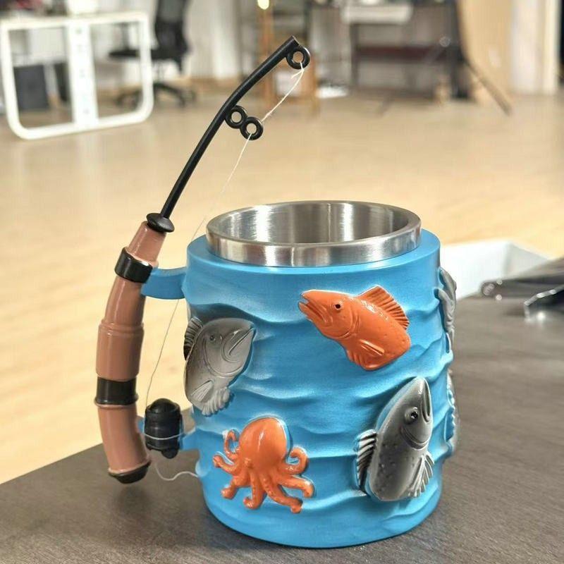 Кружка из смолы с 3D-рельефом на тему рыбалки, креативная кружка для кофе, пивная кружка