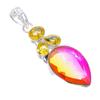 Bi-Color Tourmaline, Citrine 925 Sterling Silver Jewelry Pendant 2.5"  AH-3302