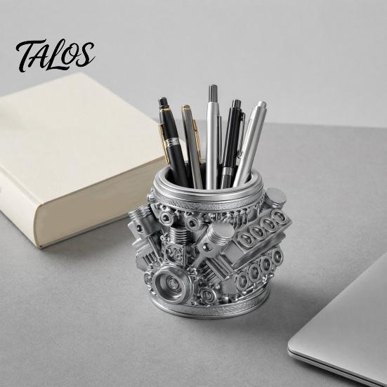 Модель двигателя Talos, Держатель для ручек и карандашей, Креативный настольный органайзер для домашнего офиса, Настольное хранилище для канцелярских принадлежностей, Подарок для автолюбителей, механиков и инженеров