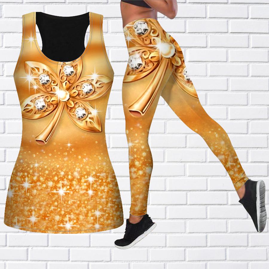 Экипировка для йоги с принтом хрустальных листьев для женщин, модные леггинсы для тренировок, спортивные повседневные штаны для фитнеса и йоги