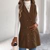 Autumn Winter Women's Corduroy Vest Solid Color Double-breasted Long Corduroy Vest Slim-fit Sleeveless Vest