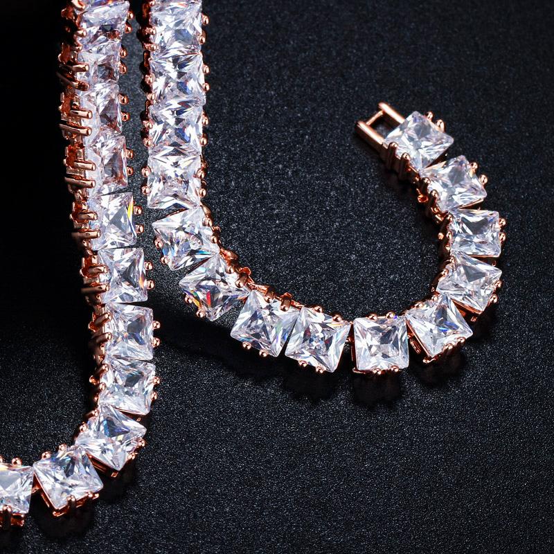 CMM 2 шт. классический бренд принцессы с цирконием колье-колье комплект серег серебро, розовое золото свадебные украшения для женщин подарок