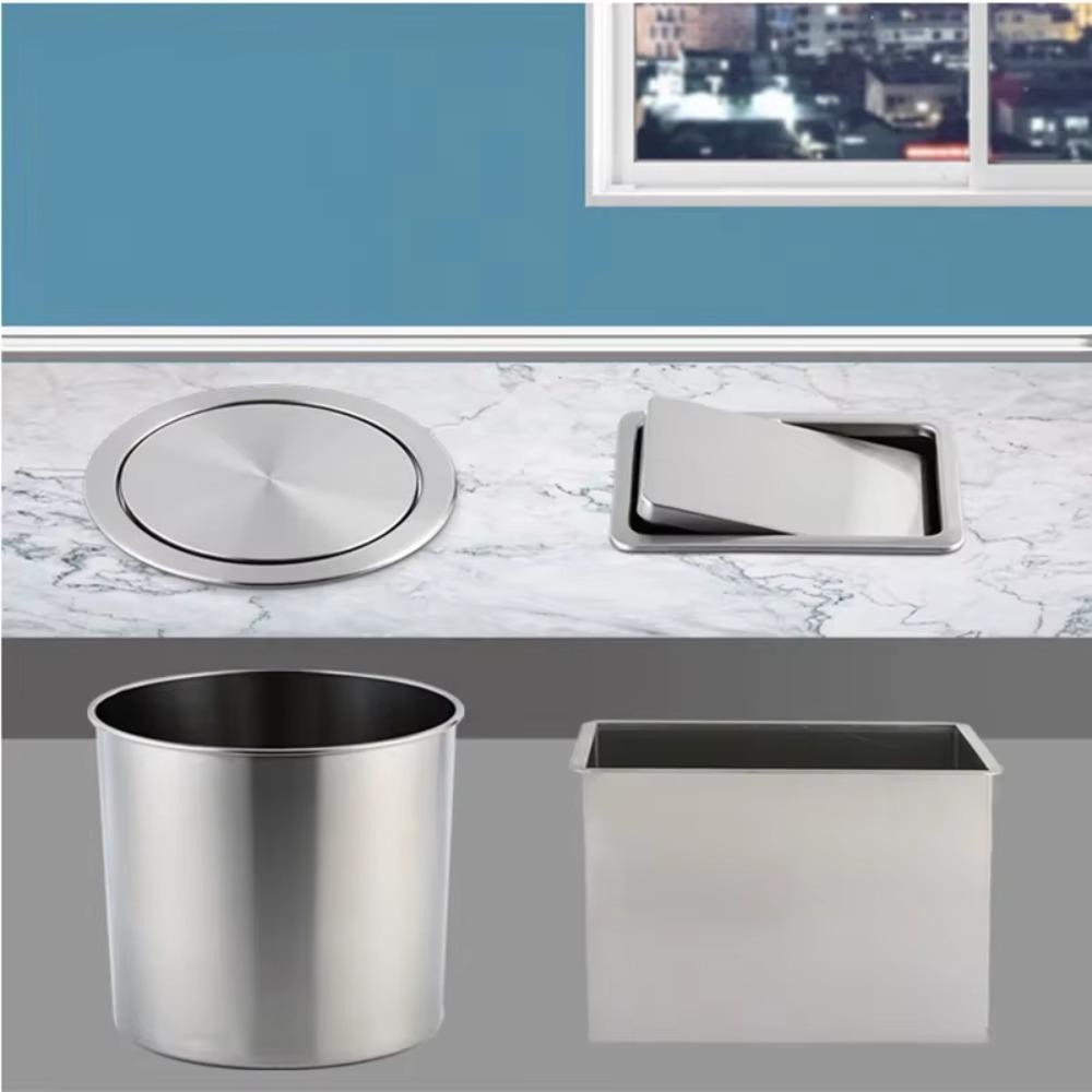 Built-in Countertop Trash Bin Waste Lid Recessed Trash Can Lid Flap Lid Cover Garbage Can