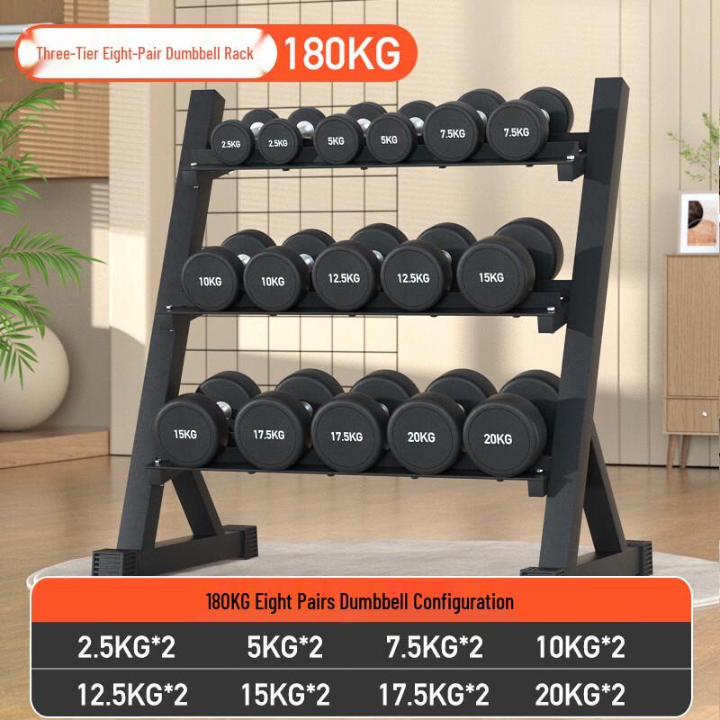 Yimai Commercial PEV Rubber-Coated Dumbbell Set with Rack
