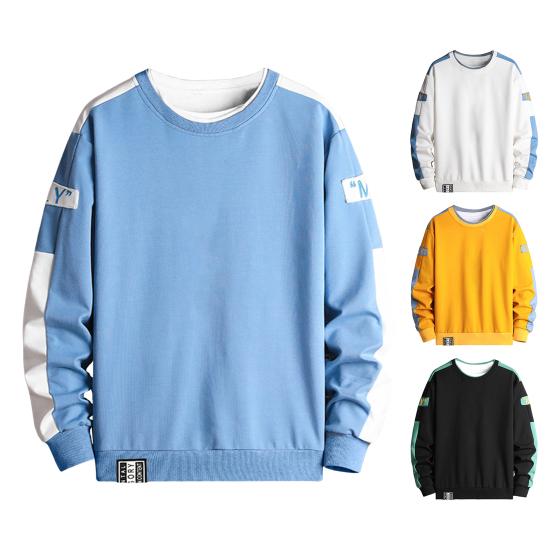 Winter Sweatshirt Long Sleeves Cold-proof Thermal Mid Length Men Autumn Sweatshirt for Daily Wear