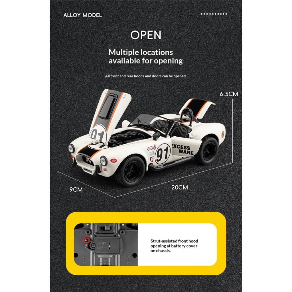1/22 Ford Shelby Cobra Реплика Литой Модель Автомобиля Кабриолет Ретро Коллекция Классический Автомобиль Игрушечная Машина Подарок Мальчику на Праздник День Рождения