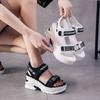 Спортивные сандалии женские новые летние универсальные с открытым носком на танкетке на толстой подошве папины туфли на высоком каблуке женские туфли