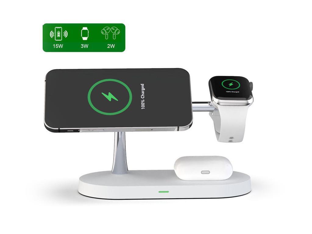 Qi Magsafe 3-in-1 Wireless Charger for iPhone/Airpods/Watch White