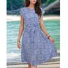 Women's Casual  Loose Print Pleated Waistband Dress Print Pleated Waistband Dress