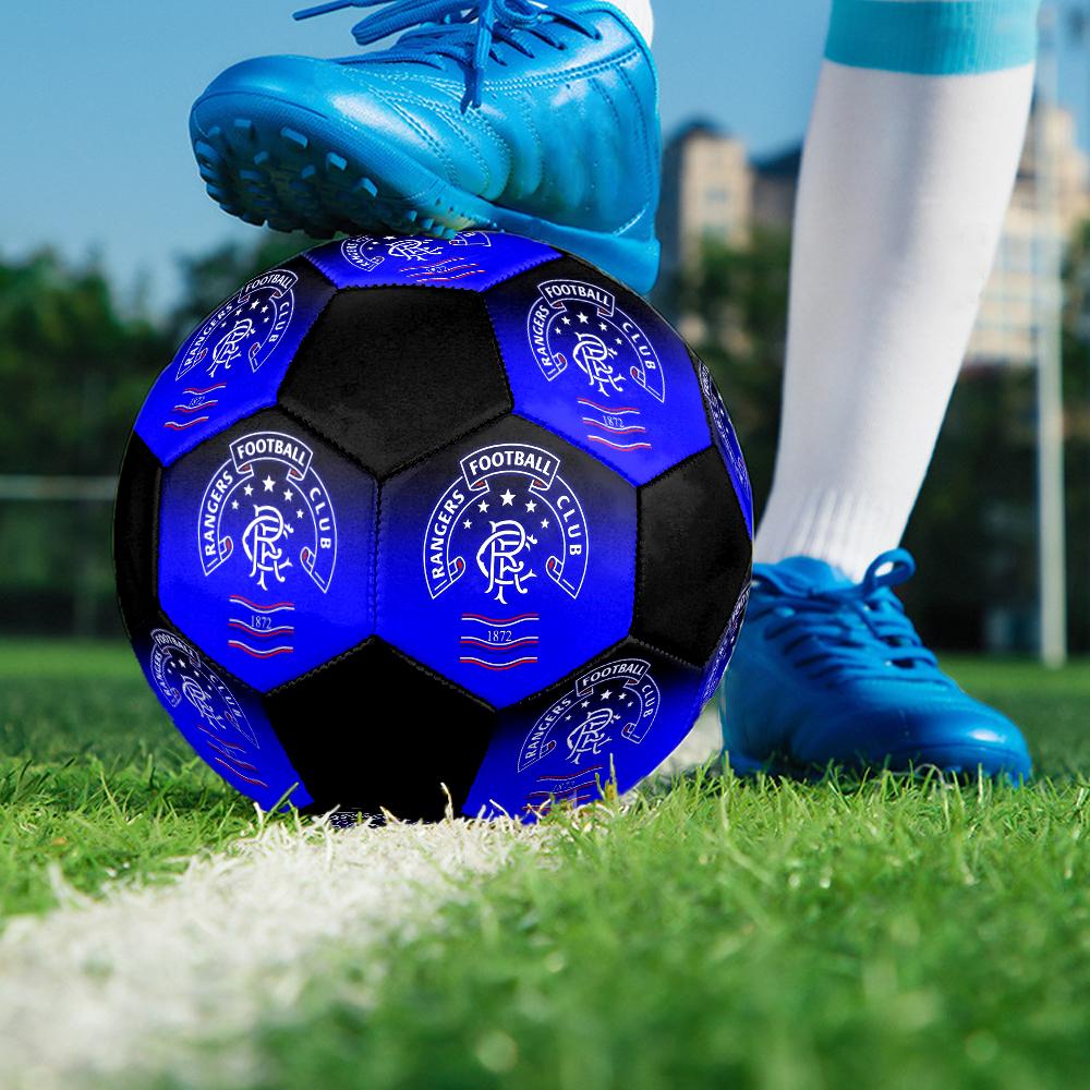 Rangers F.C Indoor Soccer Ball Colorful Machine Stitched PVC Size 5 Team Training Competition Ready Durable High-Bounce Cool Sports Gift
