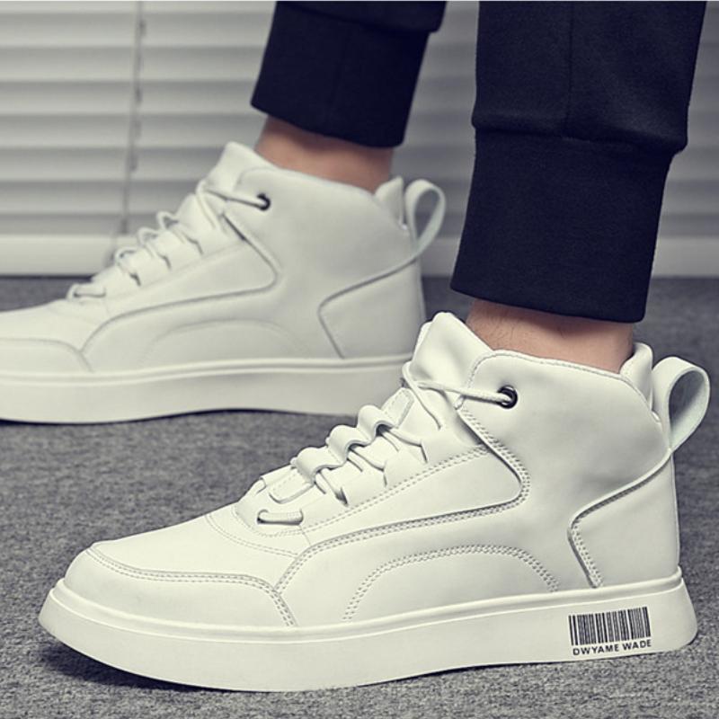 Модные белые туфли в стиле хип-хоп для мужчин, зимние высокие кожаные кроссовки, мужские водонепроницаемые ботинки для подростков и мальчиков, модная спортивная обувь для тренировок