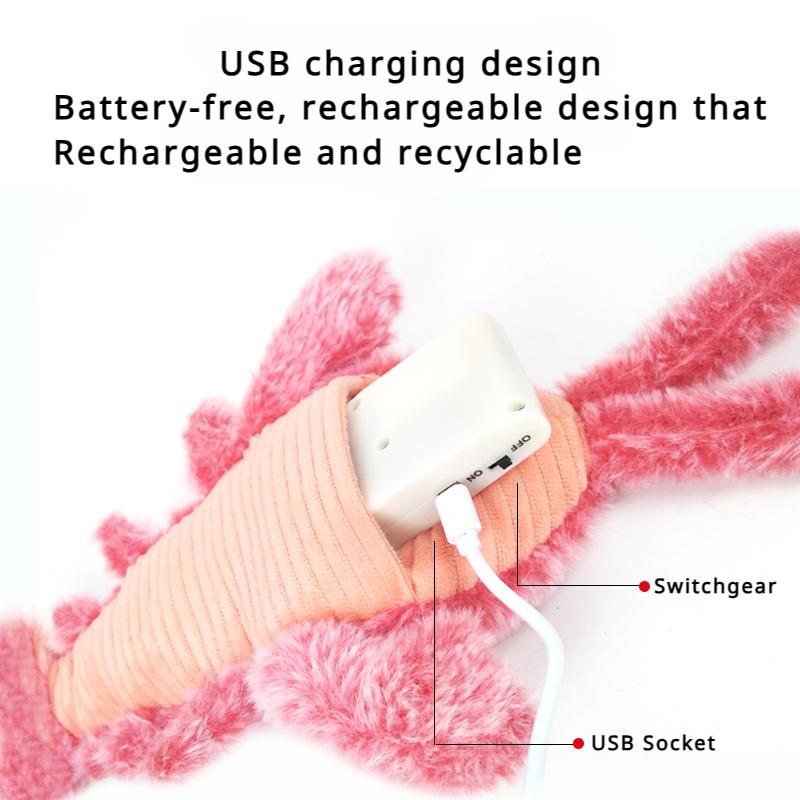 Игрушки для кошек Электрический лобстер USB-перезаряжаемый Симуляция Прыгающая креветка Плюшевый Электрический питомец Дразнилка Кошки Собаки Игрушки Товары для животных