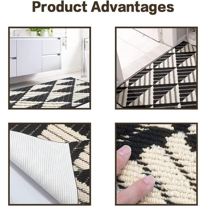 Inyahome Moroccan Indoor Door Mat Non-Slip Doormat for Entrance Dirt Resist Inside Door Rug Durable Entryway Floor Carpettio