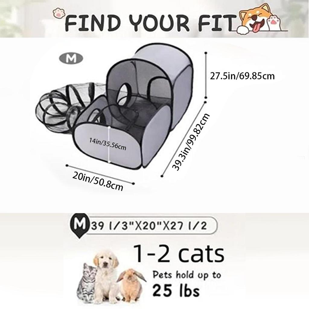 Cat Playpen Enclosed Cat Playpen Outside House Foldable Enclosure Interactive Toys Tunnel Exercise Pet Supplies for Camping