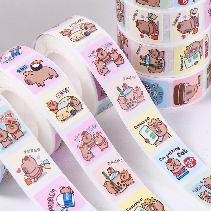 500 шт./рулон симпатичная наклейка капибара водонепроницаемая граффити эстетическая декоративная сумка для ноутбука чашка телефон дневник детские наклейки игрушка