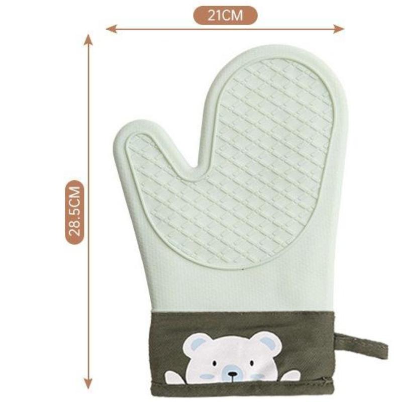 Silicone Heat Insulation Gloves Thickened, Non-slip, High Temperature Oven Gloves Baking and Scalding Kitchen Hand Clamps