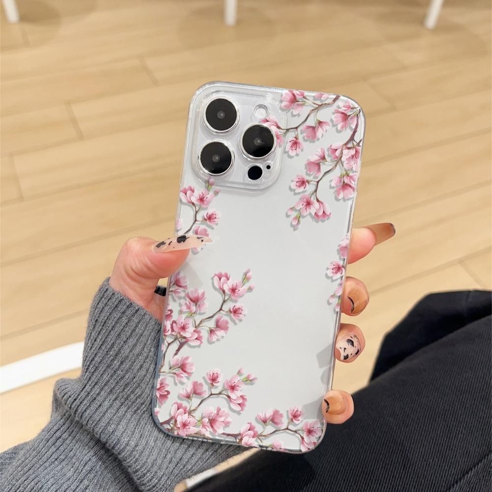 Красивый чехол для телефона с узором из цветущей вишни, подходит для iPhone 17 16 15 14 13 12 11 Pro/Max/Plus, противоударный