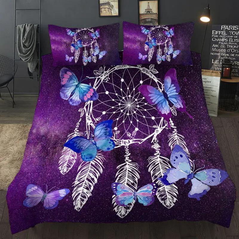 Butterfly Dream Catchers Bedding Set Purple Duvet Cover With Pillowcases Twin Full Queen King Size Bedclothes 3pcs Home Textile