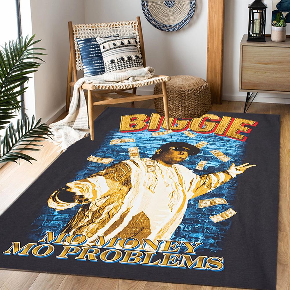 Biggie Money Problems Themed Anti-Slip Rugs - Polyester Home Decor, Suitable for Bedrooms, Living Rooms, Doorways, Studios, and Decorations