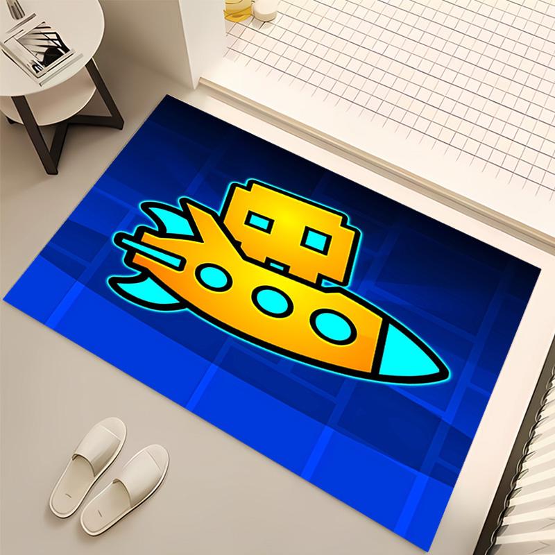 1pc Geometry Dash1 Print Area Rug - Soft, Washable Non-Slip Indoor Mat, Living Room, Home Office Decorative Rug,Office Decorative