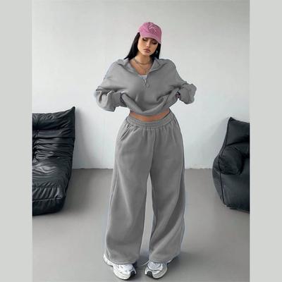 Осенний повседневный женский модный пуловер с полуцепочкой и брюки, костюм-двойка