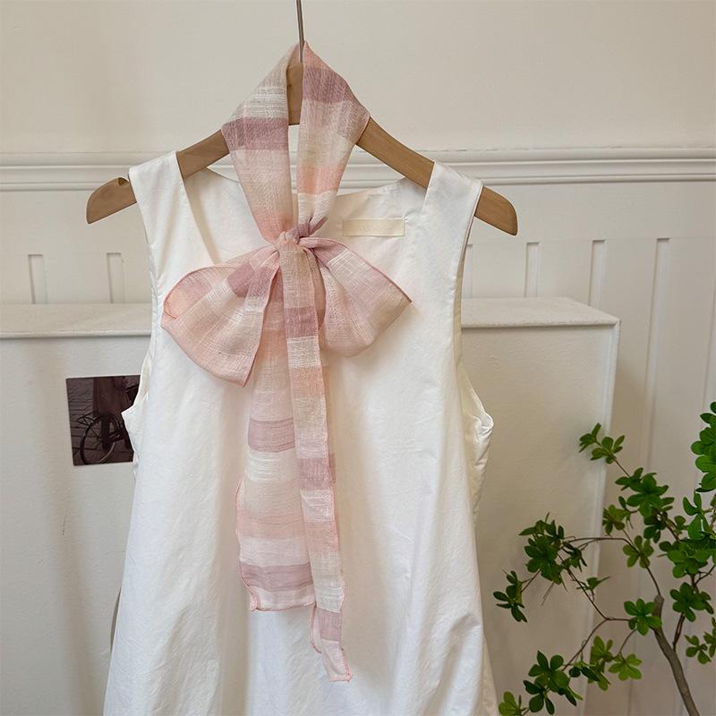 Шелковый шарф длинная полоска высококлассный новый литературный полосатый дышащий влагоотводящий шейный маленький шарф тонкий шарф женская косынка повязка на голову