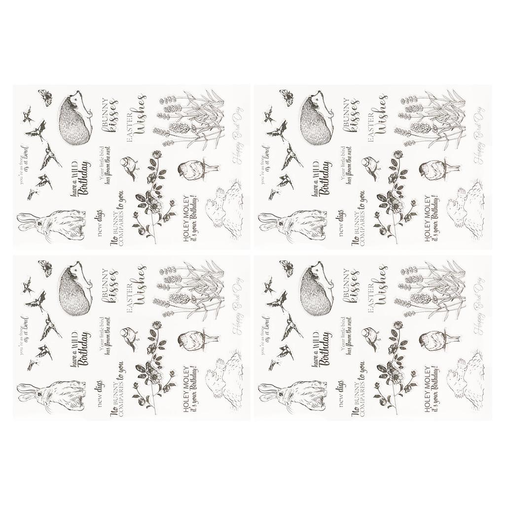 4pcs Clear Stamps Interesting Reusable Material Transparent Appearance Embossing Scrapbookin