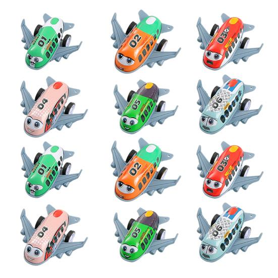 12Pcs Pull Back Wind-up Airplane Toy Educational Spring Clockwork Aircraft Toy Toddlers