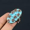 Подарочное кольцо из медной проволоки с натуральным тибетским бирюзовым камнем, размер 6,5 p6v81