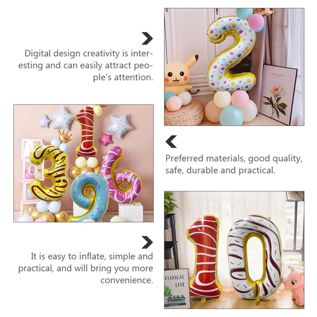1 Set of 15pcs 32inch Donut Number Balloon Column Set,Children's Birthday Party Decorations