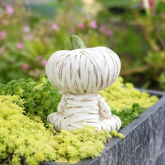 Рыбалка Человек-Тыква Фигурка Смола Голова-Тыква Человек в Бинтах Скульптура Рыбак Человек-Тыква Статуэтка для Украшения на Хэллоуин Аквариум