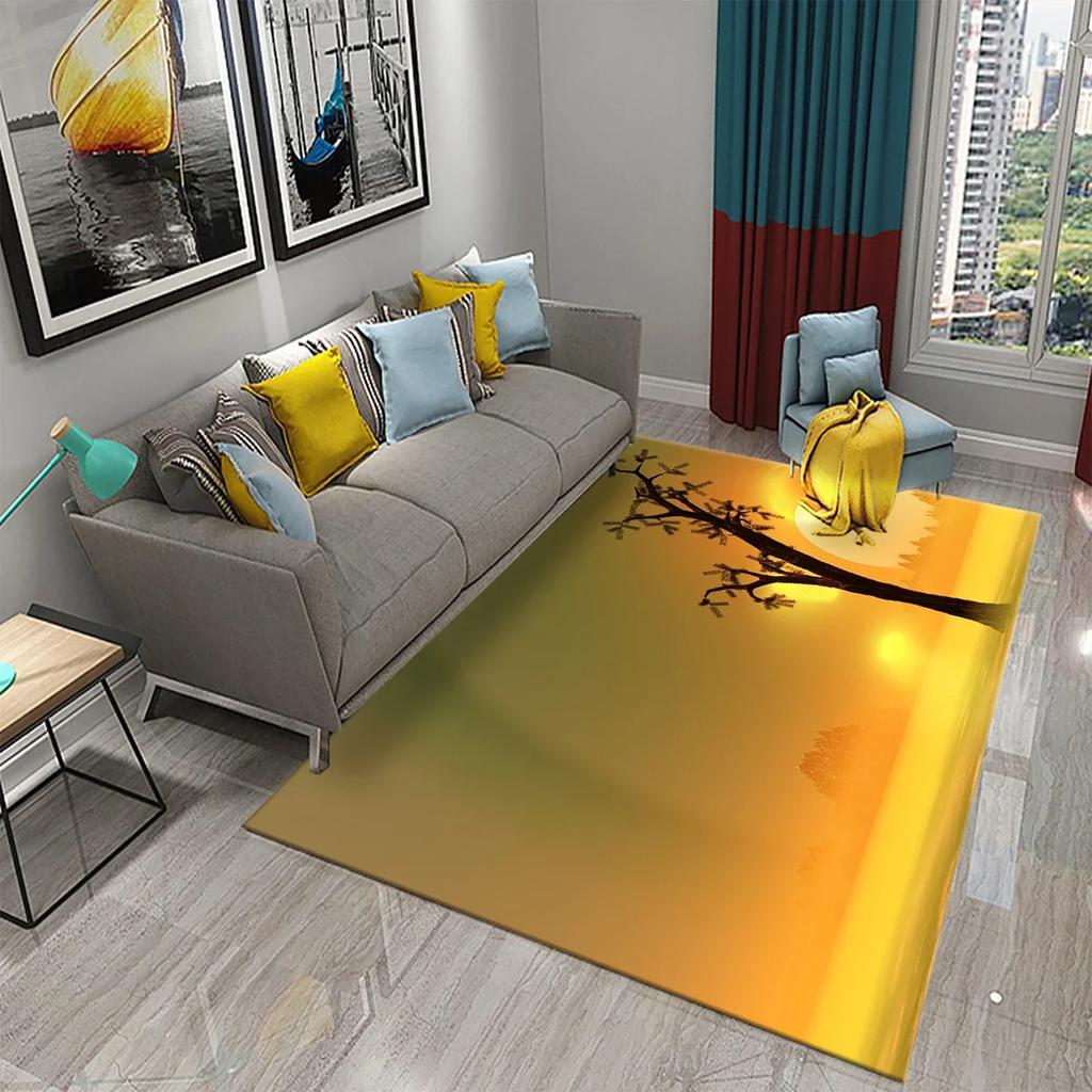 3D красочный ковер с абстрактным деревом для кухни, ванной, входа, нескользящий ковер, гостиная, балкон, спальня, декор, напольный коврик, коврики
