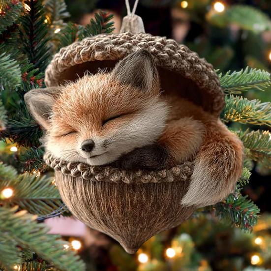 Лесные животные Желуди Украшения Акриловые Милые Рождественские елки Подвесные украшения Рустик