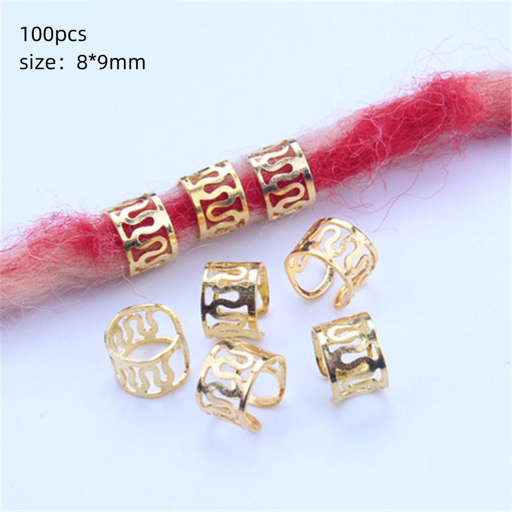 100/200 шт. серебряное золотое кольцо для волос для дредов, плетеные аксессуары для волос в стиле регги, аксессуары для волос в стиле хип-хоп, металлическая регулируемая пружина