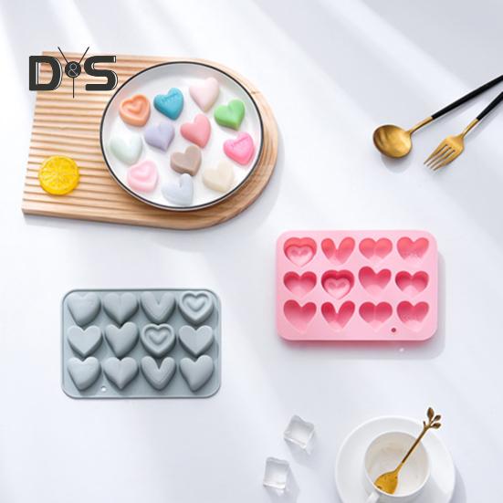Silicone Moulds 12 Link 6 Different Heart Shape Non-Stick Heat-resistant Food-grade Soft Silicone Molds for Chocolates