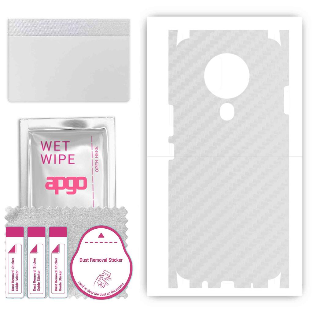 apgo Protective Skin Sticker for the Back+sides Compatible with Tecno Spark 6, Full Wrap Film, Foil, Vinyl - Pattern Transparent Carbon