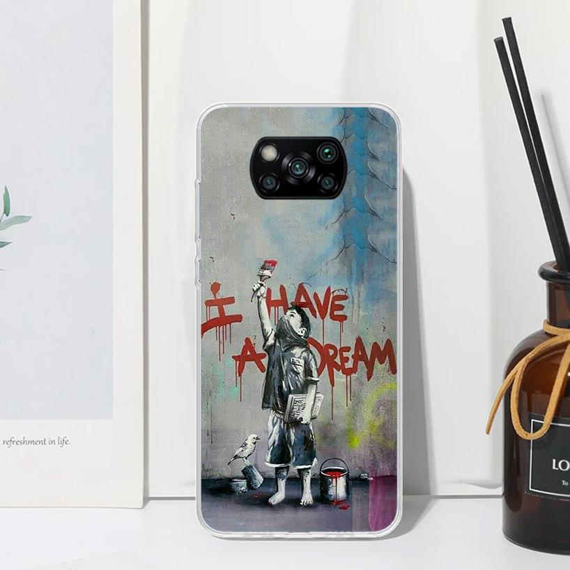 Чехол для телефона Banksy Street Art Graffiti для Xiaomi Poco X7 X6 X5 M7 M8 Pro F7 Ultra Redmi 15C 15 13C 13 12C 12 10 10C 10A Арт Фон