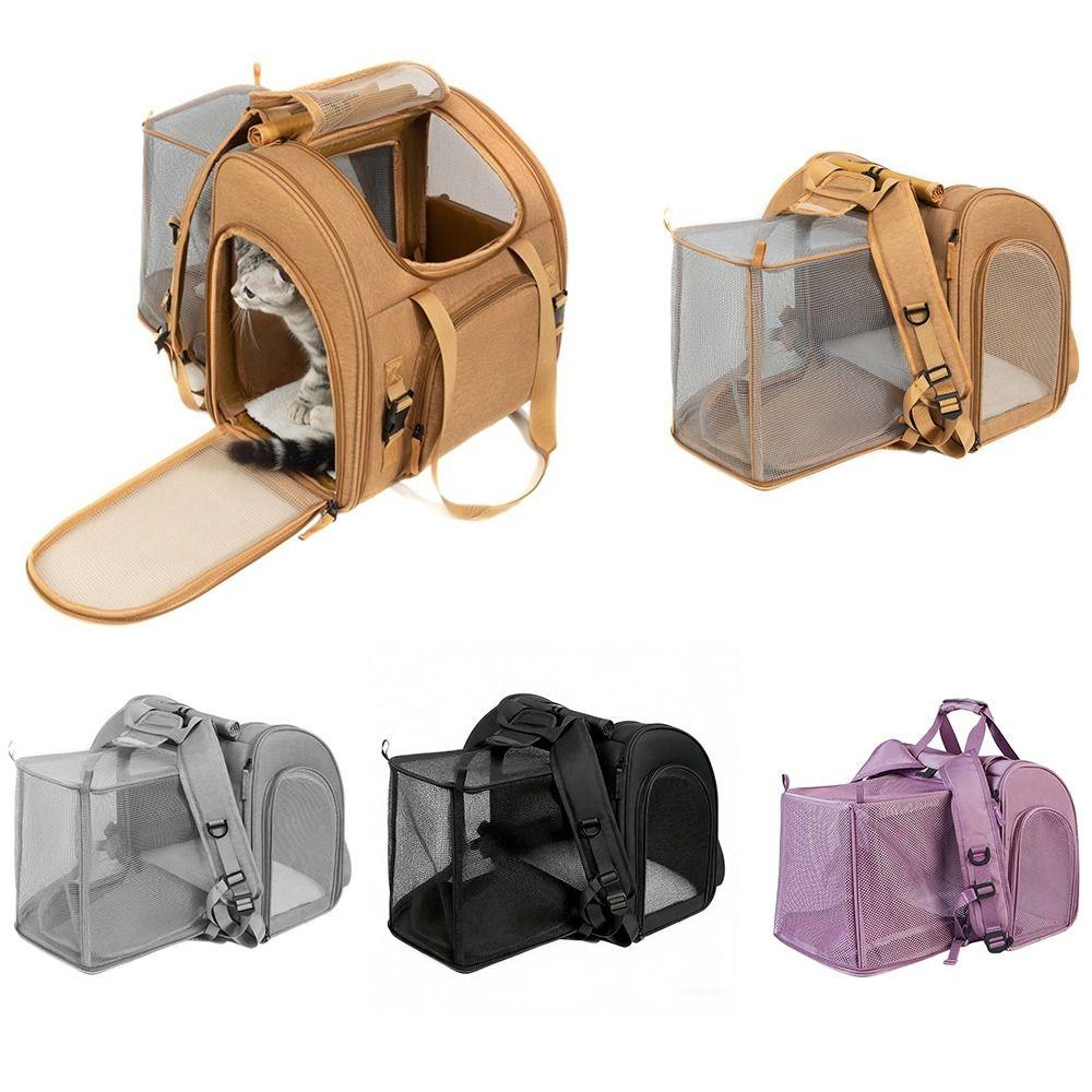 Foldable Pet Carrier Bag Breathable Mesh Expandable Pet Carrier Cat Carrier Backpack Outdoor