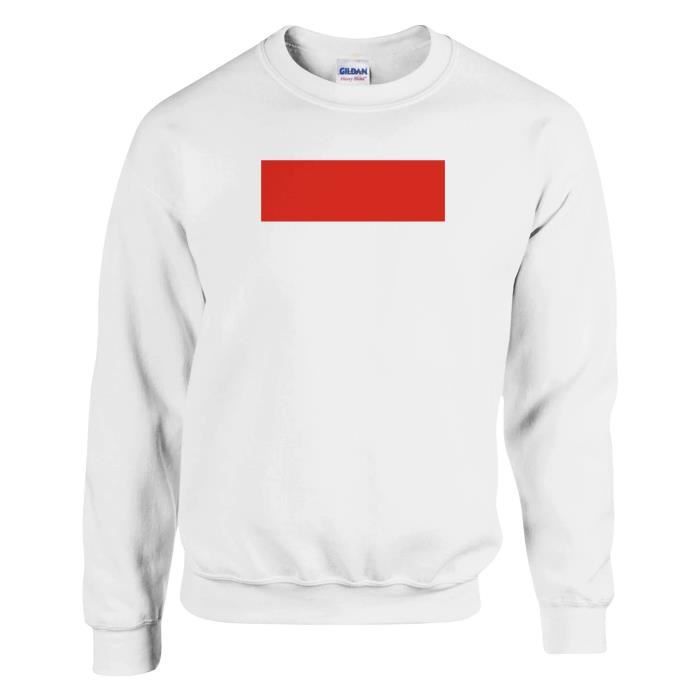 Sweat-shirt - PIXELFORMA - Drapeau de l'Indonésie - Manches longues - Blanc - Mixte