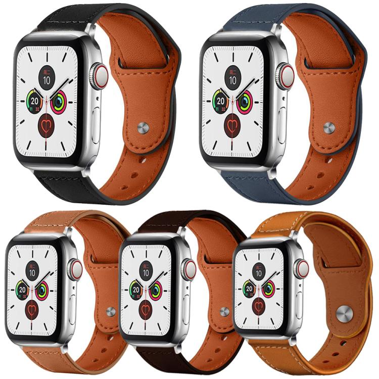 5‑Pack Genuine‑Leather Watch‑Band Strap With Rivet‑Buckle, Adjustable Wrist‑Bracelet Accessory For Apple Watch 42/44/45/46/49mm