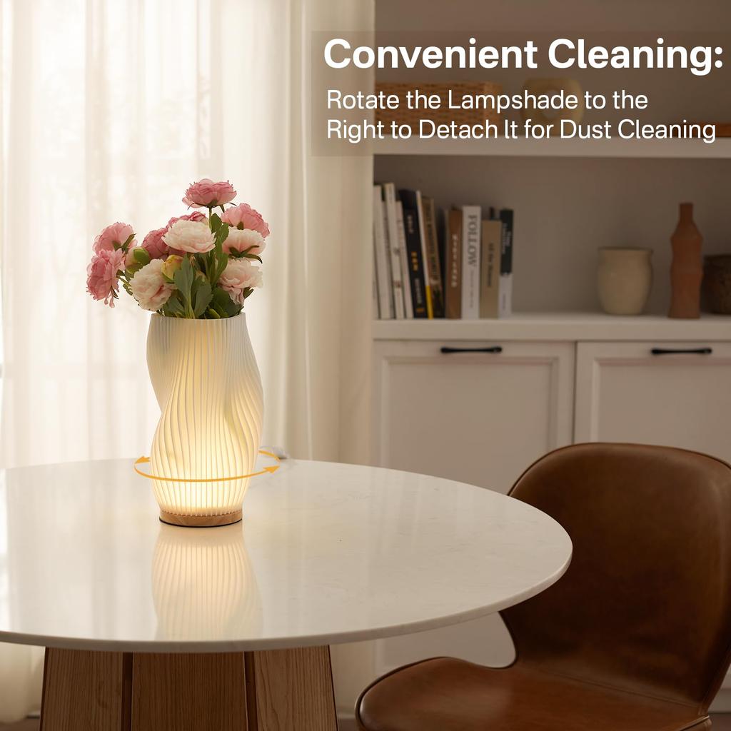 3D Настольная лампа Плиссированная Прикроватная лампа для спальни Светодиодный ночник 3 уровня яркости Настольные светильники для гостиной Кафе Атмосферная лампа