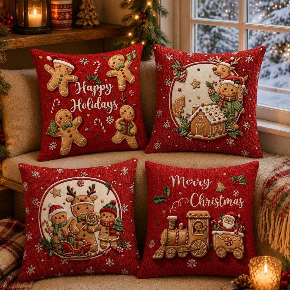 No Pillow Core Christmas Pillow Cover 1 Pcs Set Throw Pillow Cover Patterned Pillowcase Home Decor