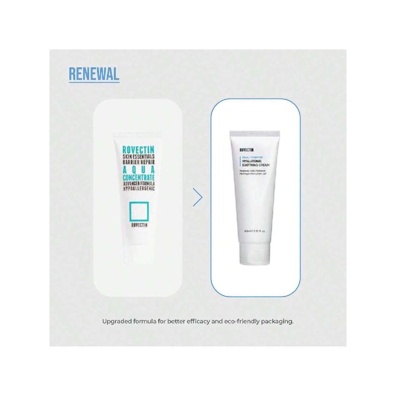 Rovectin Aqua Hyaluronic Soothing Cream 60ml/Skin Barrier Repair With Ceramide, Hyaluronic Acid, Niacinamide,Intense Hydrating Cream,Fragrance Free