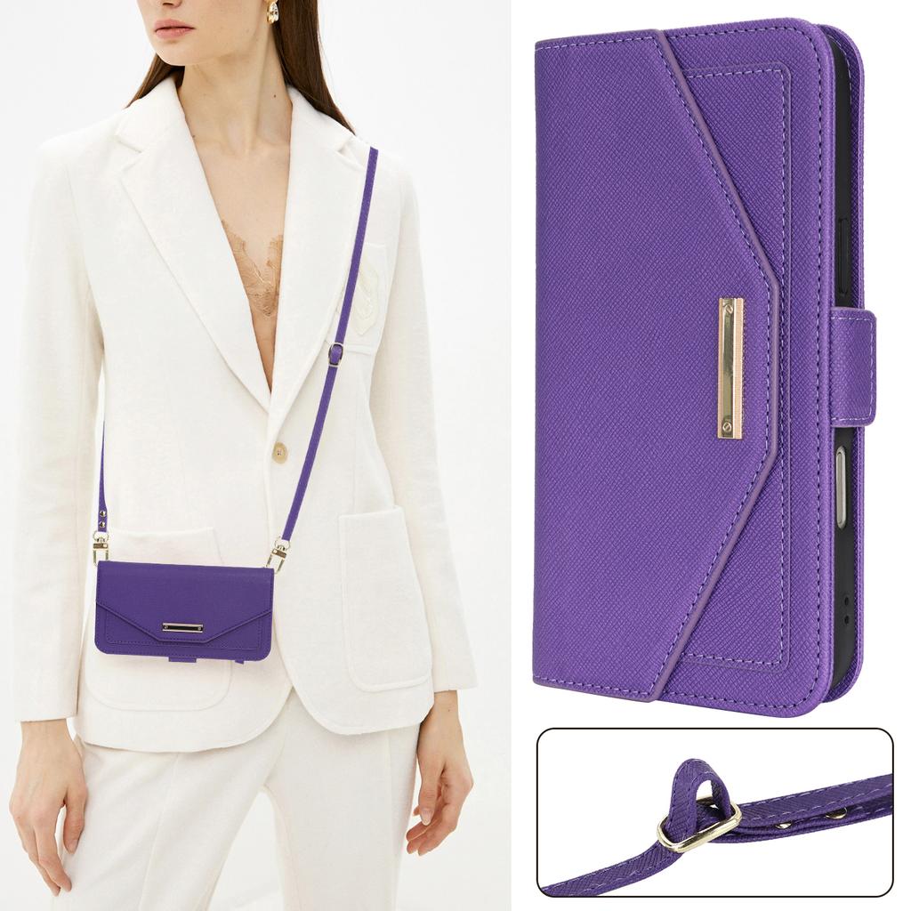 Mirror Wallet Magnetic Leather Case for iPhone 17 Pro Max Air 17E 16 15 14 13 Mini 12 11 7 8 Plus SE Xs XR Crossbody Strap Cover